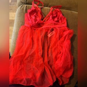 NWT Victoria's Secret Sexy Women Babydoll Red Lingerie Small